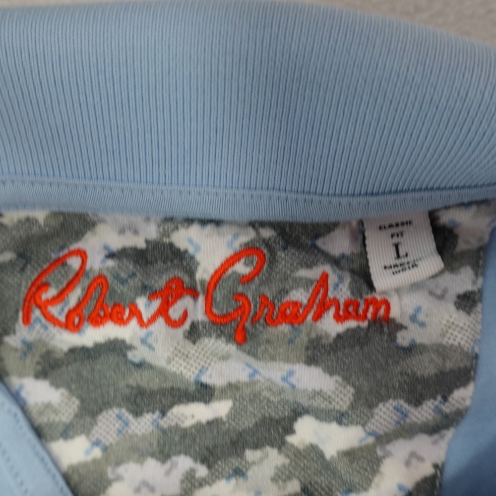 Robert Graham Polo Shirt Mens Medium Blue Skull Short Sleeve Classic Fit *Short* - Picture 3 of 11